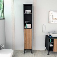 Armario Multiuso 1 Porta e 4 Prateleiras Slim Appunto - Preto e Castanho