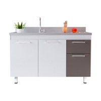 Armário para cozinha Kaus 114 Sem Pia 113,5cm Cerocha - Branco com Gianduia