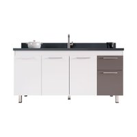 Armário Para Cozinha Kaus 144 Sem Pia 143,5cm Cerocha - Branco com Gianduia