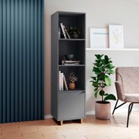 Armario para sala com 3 Prateleiras e 1 Porta Nomad Appunto - Grafite com Castanho