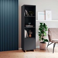 Armario para sala com 3 Prateleiras e 1 Porta Nomad Appunto - Preto e Castanho