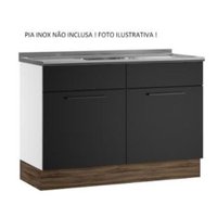 Balcão sem Tampo 120 cm Itatiaia com 2 Portas e 2 Gavetas Exclusive - Preto Matte