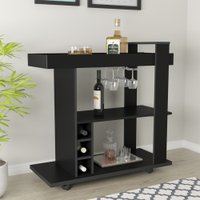 Bar Artely Amazonas Com 3 Nichos E Tampo Com Espelho - Preto