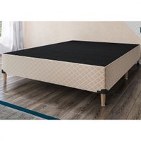 Base Box Tiba Casal 1,38x1,88x0,25 em Veludo Mantelado - Bege