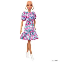 Boneca Barbie Fashionistas 150 Sem Cabelos Vestido Floral Rosa - Mattel