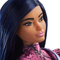 Boneca Barbie Fashionistas 143 Cabelo Azul Vestido Rosa Preto - Mattel