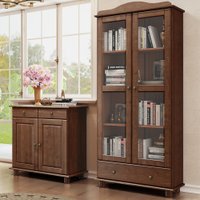 Vitrine Finestra Rubi com 2 Portas e 1 Gaveta - Café