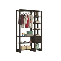 Smart Closet Yes Com Cabideiro 2 Gavetas e 8 Prateleiras Nova Mobile - Grafite Intenso