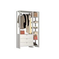 Smart Closet Yes Com Cabideiro 3 Gavetas e 7 Prateleiras Nova Mobile - Branco