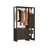 Smart Closet Yes Com Cabideiro 3 Gavetas Porta e 4 Prateleiras Nova Mobile - Grafite Intenso
