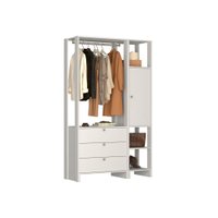 Smart Closet Yes Com Cabideiro 3 Gavetas Porta e 4 Prateleiras Nova Mobile - Branco