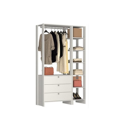 Smart Closet Yes 9 Prateleiras e Cabideiro Nova Mobile - Branco