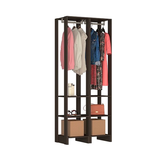 Small Closet Yes Com 2 Cabideiros e 6 Prateleiras Nova Mobile - Grafite Intenso