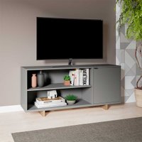 Rack Nomad com Nichos para TV de até 50 Polegadas Appunto - Grafite com Castanho