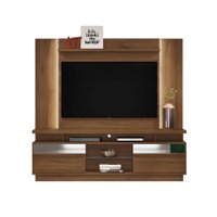Rack com Painel para TV  até 60 Polegadas Rack Recife e Painel Aurora com Fita LED Linea Brasil - Nogueira