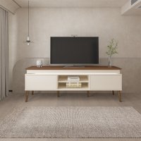 Rack Bancada Artely Lumina Com 2 Portas e LED - Pinho/Off White