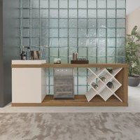 Rack Bar Artely Madrid Multiuso Com Adega - Pinho e Off White