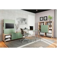 Painel Para Tv Aurora até 40 polegadas Com Prateleiras Be Mobiliário - Aveiro com Verde