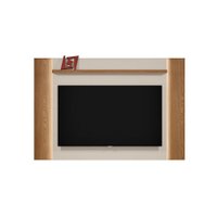 Painel para TV de até 60 Polegadas Aurora com Fita LED Linea Brasil - Freijó com Off White