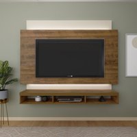 Painel Para TV Artely Império Com 3 Nichos e Led - Pinho/Off White