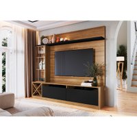 Painel Home TV 50 Polegadas 180cm Em MDP 3 Portas Quiditá Montana com Preto