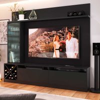 Painel Home TV 50 Polegadas 180cm Em MDP 3 Portas Quiditá Preto