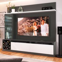Painel Home TV 50 Polegadas 180cm Em MDP 3 Portas Quiditá Grafite com Branco