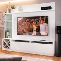 Painel Home TV 50 Polegadas 180cm Em MDP 3 Portas Quiditá Branco