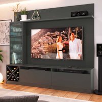 Painel Home TV 50 Polegadas 180cm Em MDP 3 Portas Quiditá Grafite
