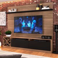 Painel Home De TV 50 Polegadas 2 Portas Em MDP 180cm Quiditá Montana com Preto