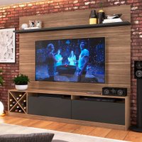 Painel Home De TV 50 Polegadas 2 Portas Em MDP 180cm Quiditá Montana com Grafite