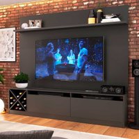 Painel Home De TV 50 Polegadas 2 Portas Em MDP 180cm Quiditá Grafite