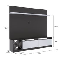 Painel Home De TV 50 Polegadas 2 Portas Em MDP 180cm Quiditá Grafite com Branco