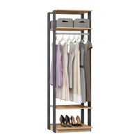 Módulo Closet 1 Cabideiro e 2 Prateleiras Be Mobiliario - Carvalho Mel e Expresso