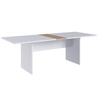 Mesa de Reunião Linha Home Office Escritório Em Mdp M. Com - Branco com Macadamia