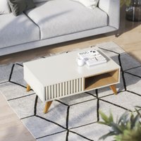 Mesa De Centro Colibri Jeri Com 1 Nicho - Freijó e Off White