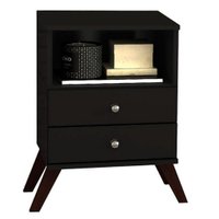 Mesa de Cabeceira Retrô com 2 Gavetas Movelbento - Preto