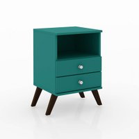 Mesa De Cabeceira Movelbento Retrô Com 2 Gavetas RT3103 - Turquesa