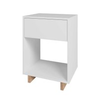 Mesa de Cabeceira Nomad com Gaveta e 1 Nicho Appunto - Branco e Castanho