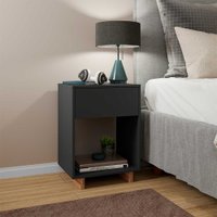 Mesa de Cabeceira Nomad com Gaveta e 1 Nicho Appunto - Preto e Castanho