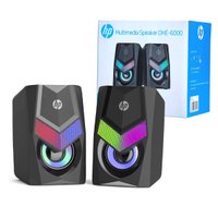 Caixa de Som 2.0 HP DHE-6000, LED RGB Dinâmico, 6W, Preto