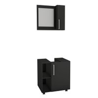 Kit Gabinete para Banheiro com Espelheira e sem Cuba Estilare Móveis CNJ1042 - Preto