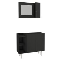 Kit Gabinete para Banheiro com espelheira sem cuba Estilare Móveis CNJ1039 - Preto