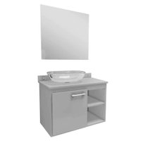 Kit Gabinete para Banheiro Dallas Com Espelho e Cuba I7 Móveis - Branco