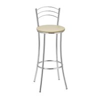 Kit 2 Banquetas Cromadas BC26A de Metal e Assento Espuma D15 Treparoni - Bege