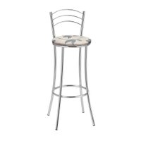 Kit 2 Banquetas Cromadas BC26A de Metal e Assento Espuma D15 Treparoni - Bege com Cinza
