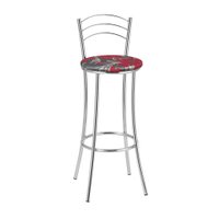 Kit 2 Banquetas Cromadas BC26A de Metal e Assento Espuma D15 Treparoni - Vermelho com Cinza