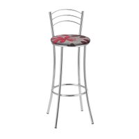 Kit 2 Banquetas Cromadas BC26A de Metal e Assento Espuma D15 Treparoni - Vermelho com Grafite e Cinza