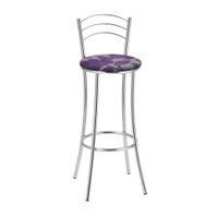 Kit 2 Banquetas Cromadas BC26-A de Metal e Assento Espuma D15 Treparoni - Roxo