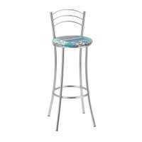 Kit 2 Banquetas Cromadas BC26-A de Metal e Assento Espuma D15 Treparoni - Azul com Branco